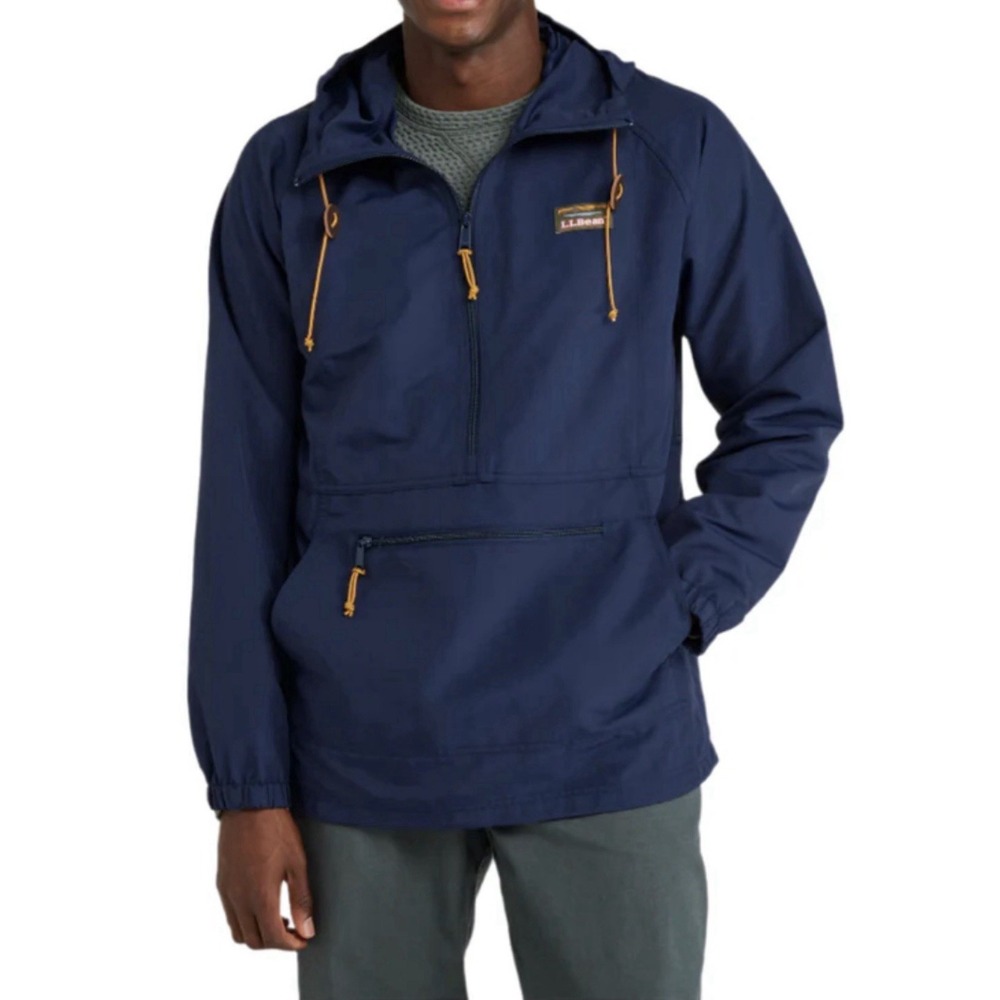 LL Bean Mountain Classic Anorak Pullover Half Zip Jacket‎ Men Small Blue Hike